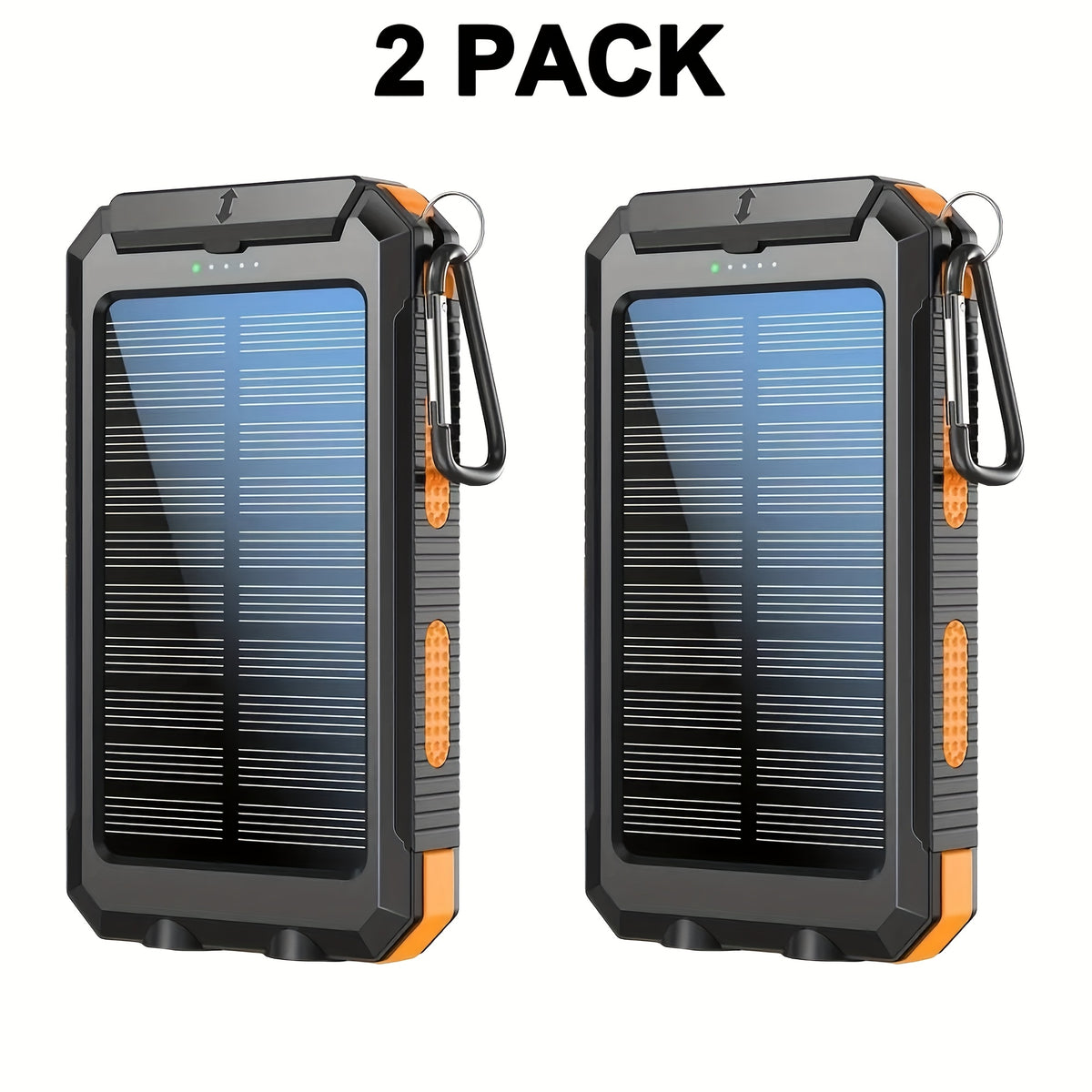 2-Pack Solar Power Banks with LED Flashlight