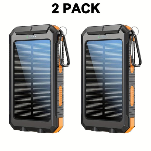 2-Pack Solar Power Banks with LED Flashlight