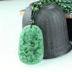 Green Dragon Carved Stone Pendant Talisman