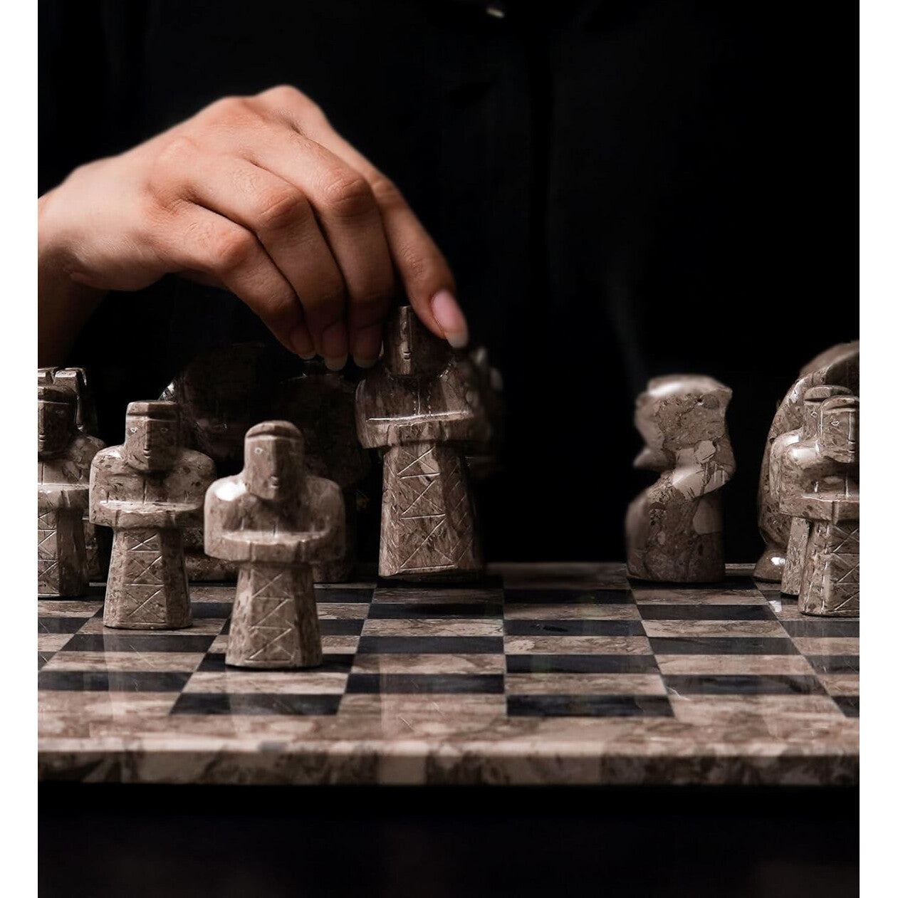 Handmade Marble Chess Set with Storage Box