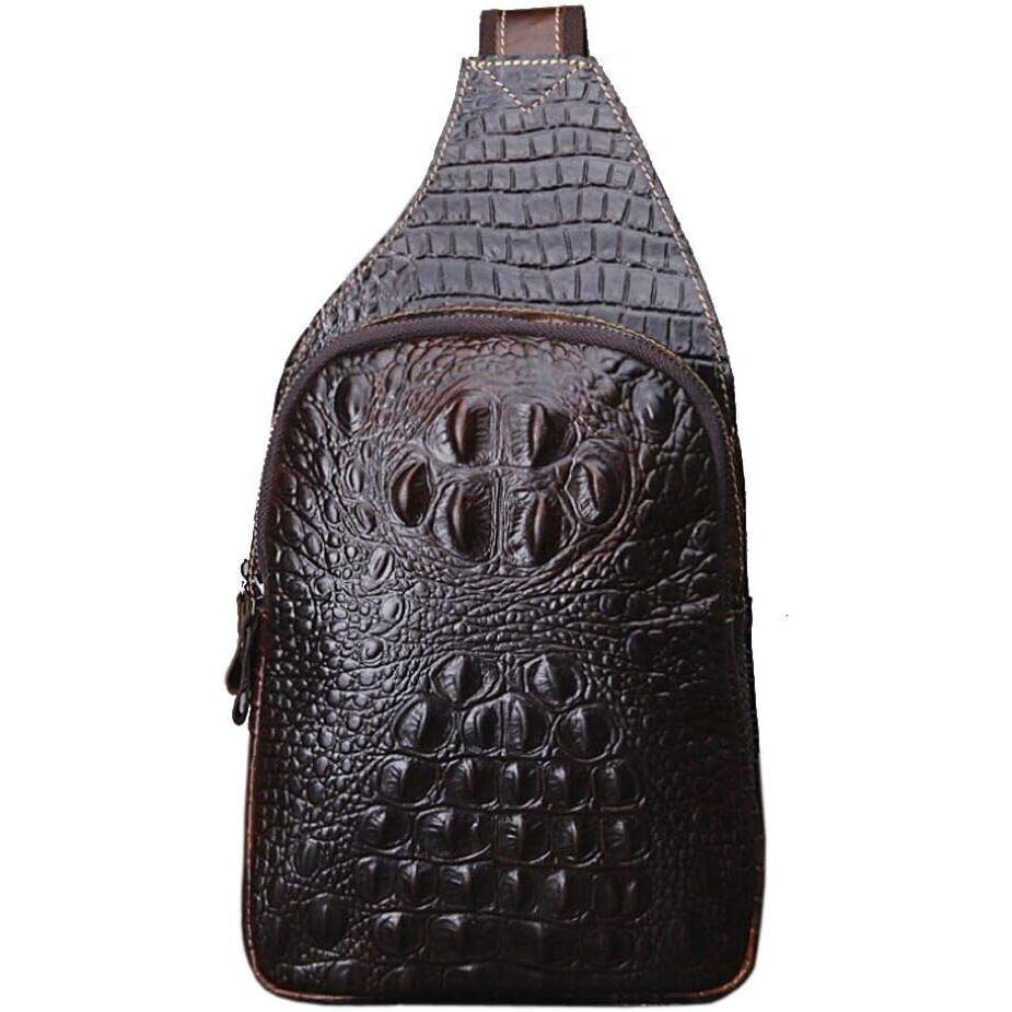Crocodile Leather Sling Bag Crossbody Travel Bag