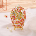 Hand-Painted Rhinestones Enamel Egg Trinket Box