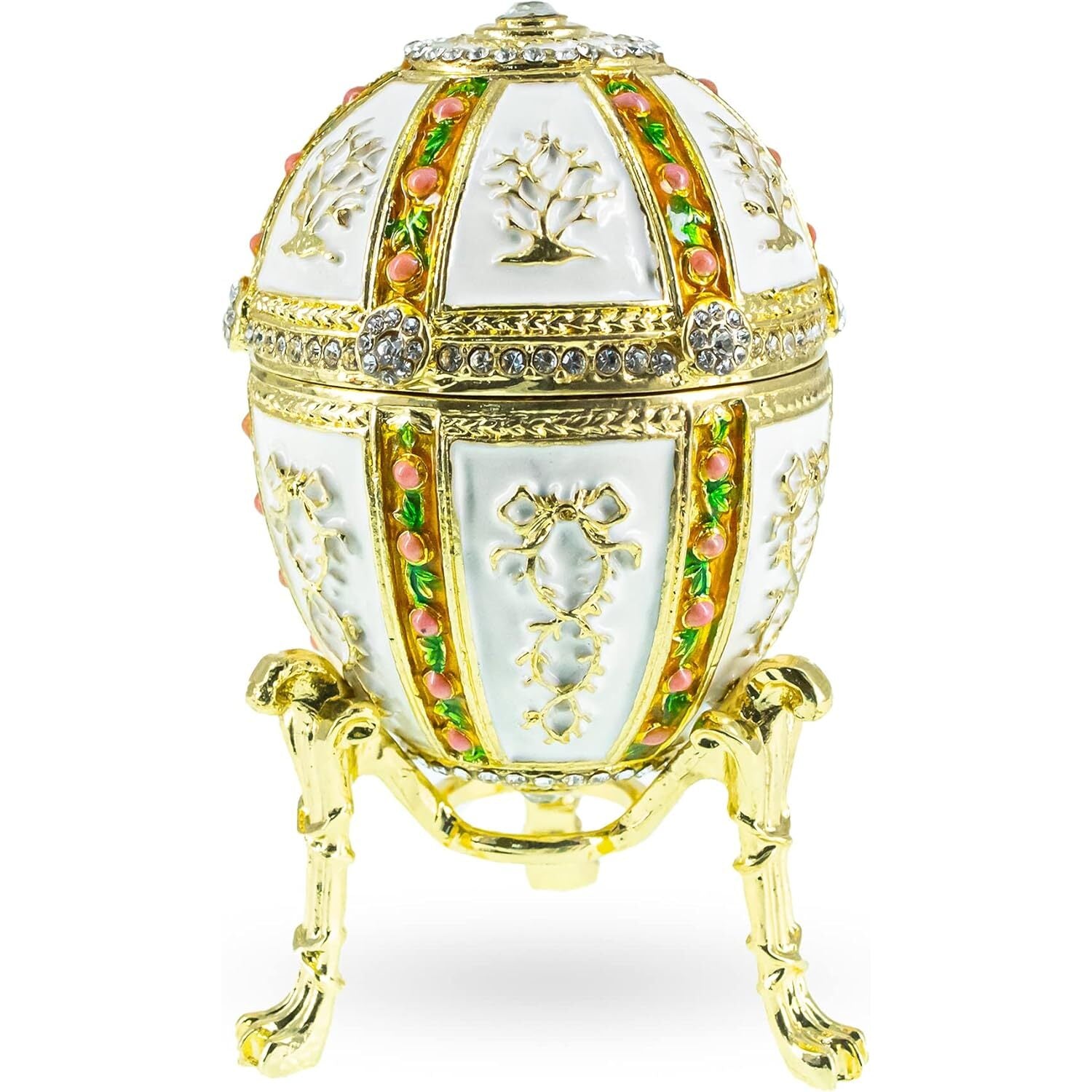 Imperial-Style Egg Trinket Box with Crystal Accents