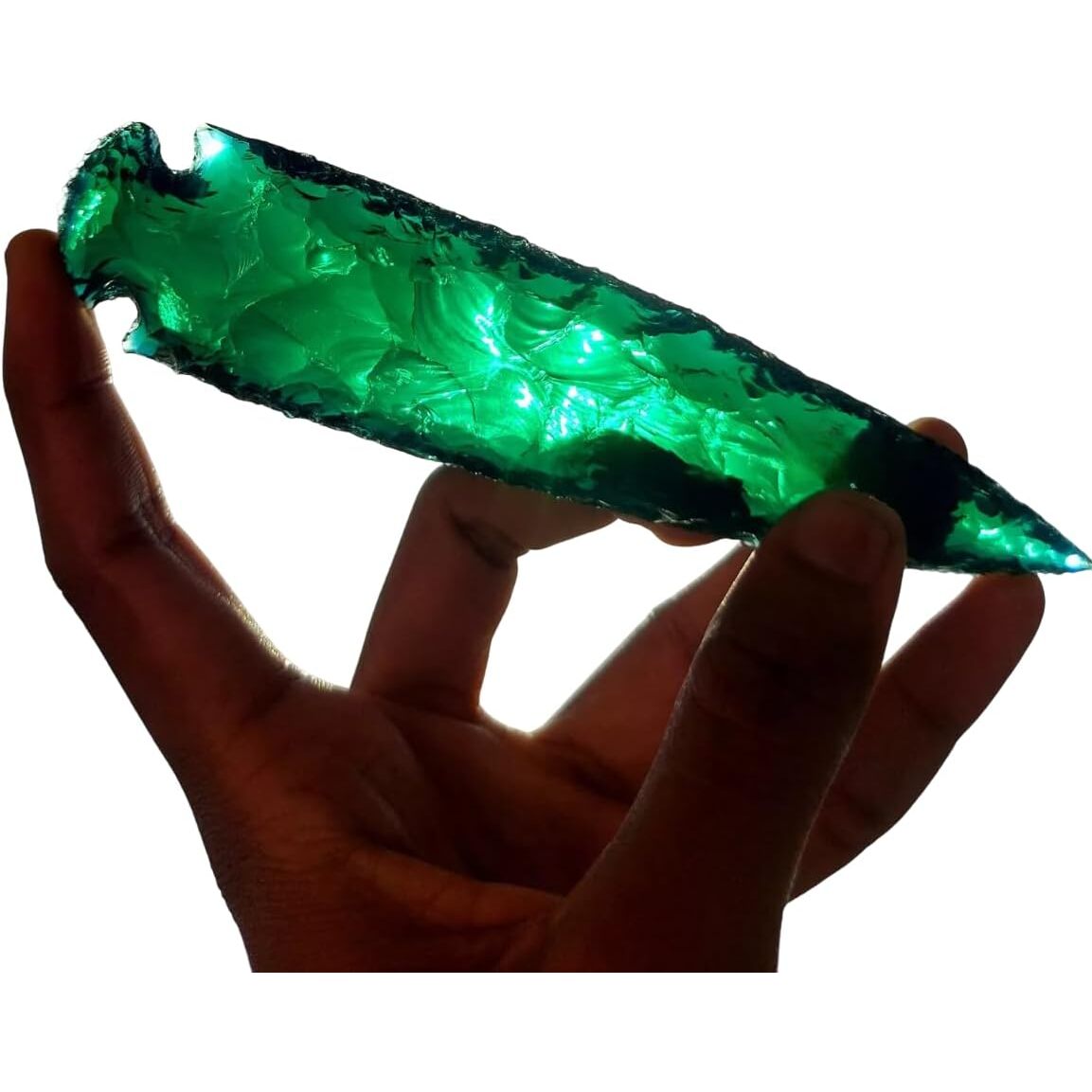 Translucent Green Obsidian Volcanic Glass Arrowhead