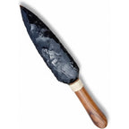 Obsidian Blade Knife Hand-Knapped with Wood Handle