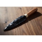 Obsidian Blade Knife Hand-Knapped with Wood Handle