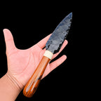 Obsidian Blade Knife Hand-Knapped with Wood Handle