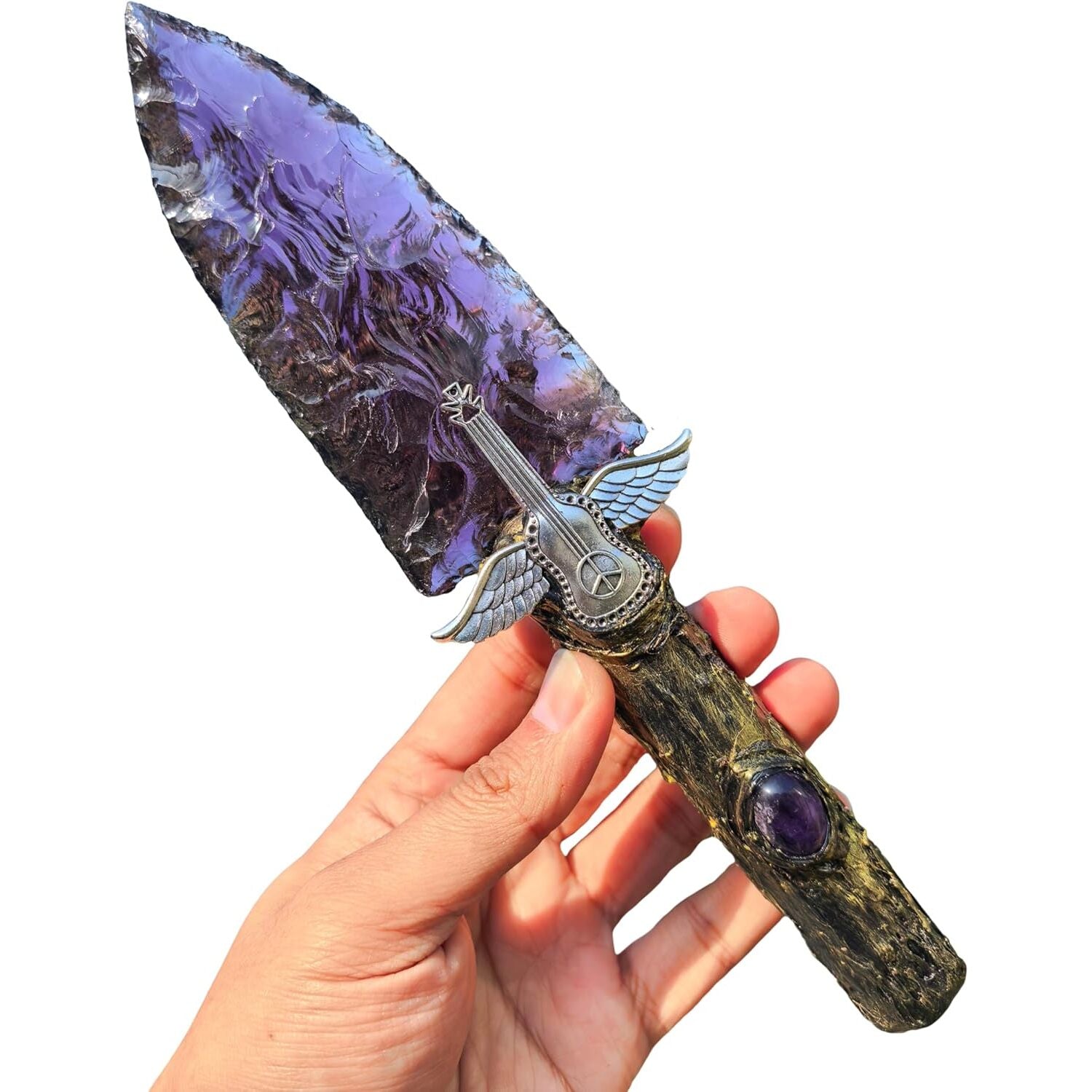 Handcrafted Amethyst Crystal Arrowhead Knife