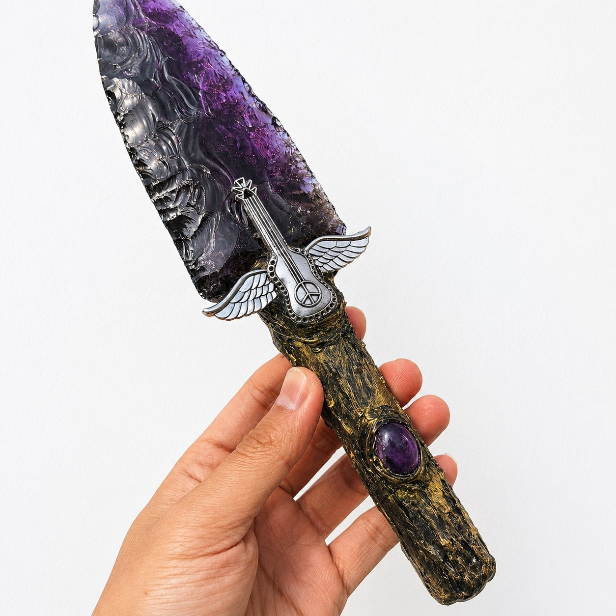 Handcrafted Amethyst Crystal Arrowhead Knife