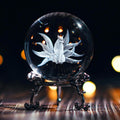 Nine-Tailed Fox Crystal Ball Paperweight with Stand
