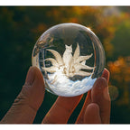 Nine-Tailed Fox Crystal Ball Paperweight with Stand