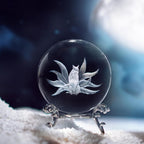 Nine-Tailed Fox Crystal Ball Paperweight with Stand