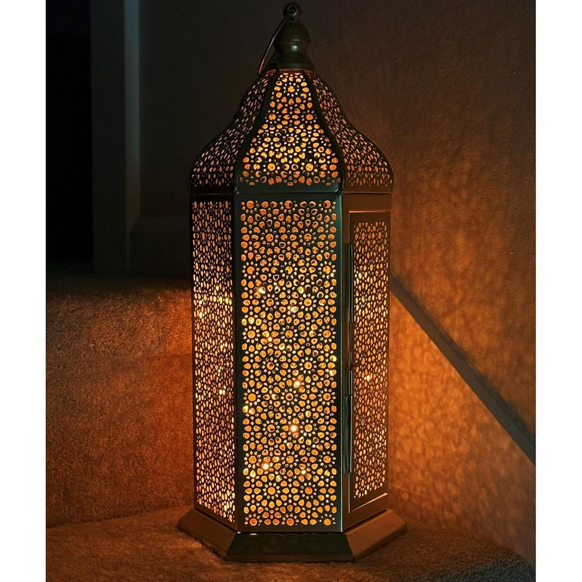 Champagne Gold Moroccan Candle Lantern