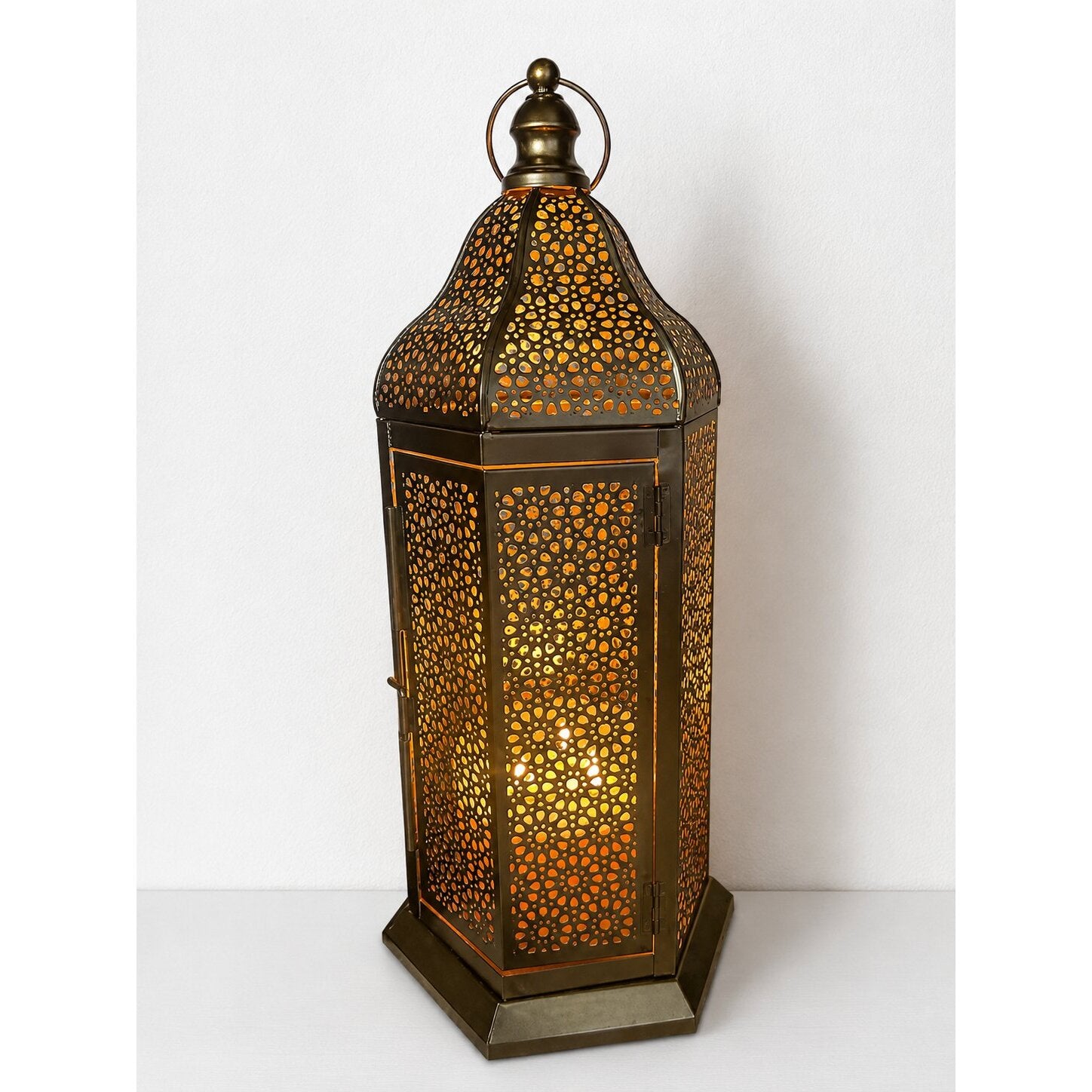 Champagne Gold Moroccan Candle Lantern