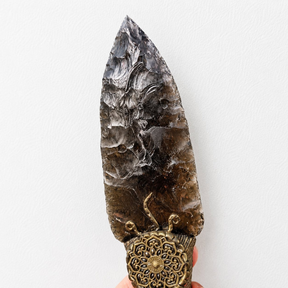 Handcrafted Smoky Quartz Crystal Arrowhead Knife
