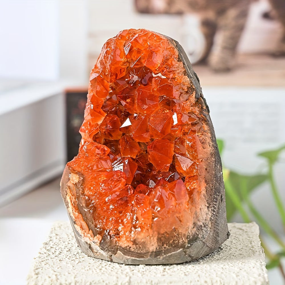 Natural Orange Crystal Geode Cave Formation