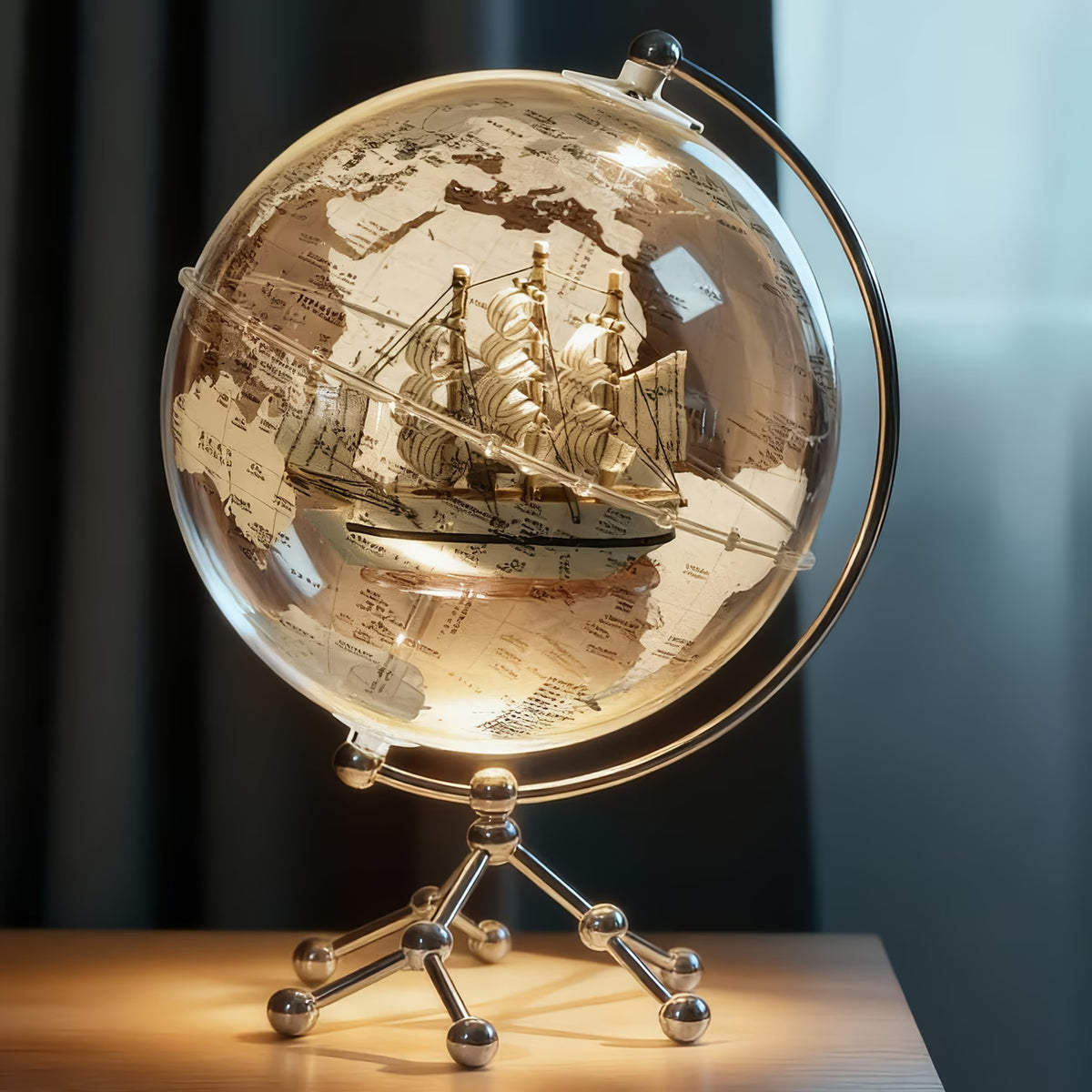 Illuminated World Globe with Metal Stand