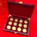 12 Zodiac Signs Golden Zodiac Coin Collection in Wooden Case