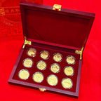 12 Zodiac Signs Golden Zodiac Coin Collection in Wooden Case
