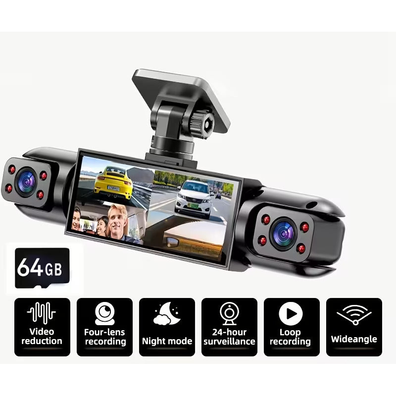 360° HD Dash Camera System with Quad View Recording