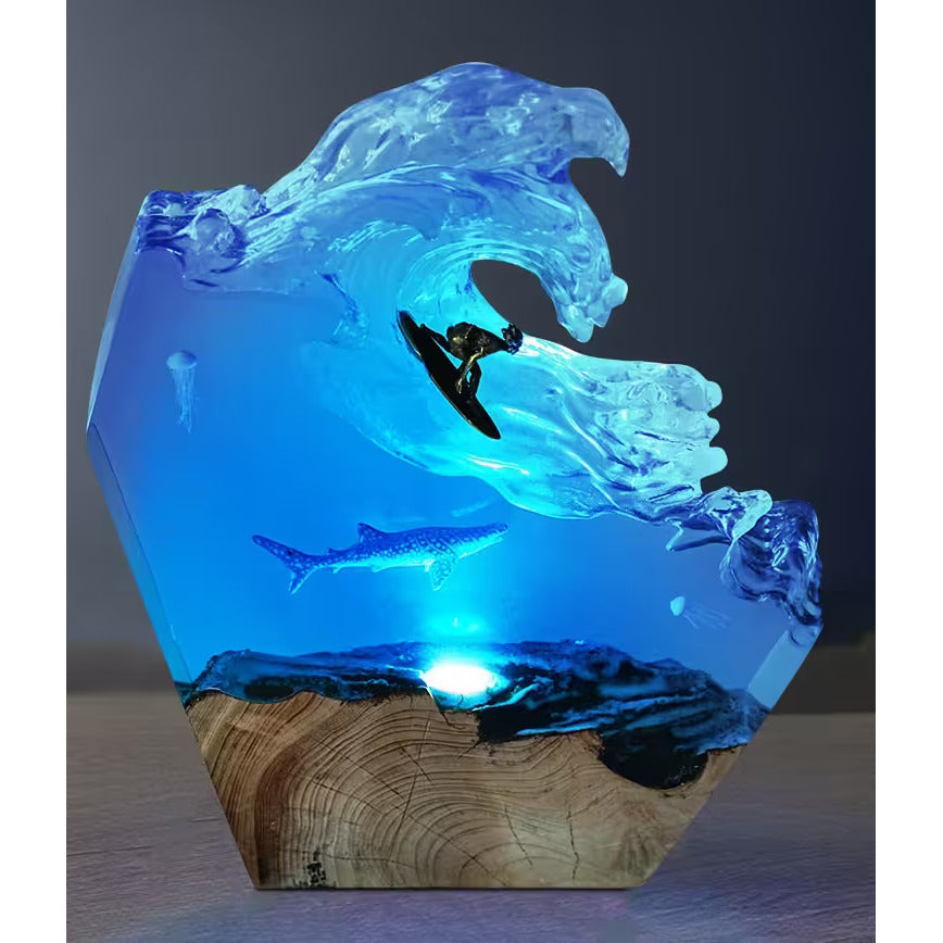 Custom Ocean Wave Lamp with Surfer