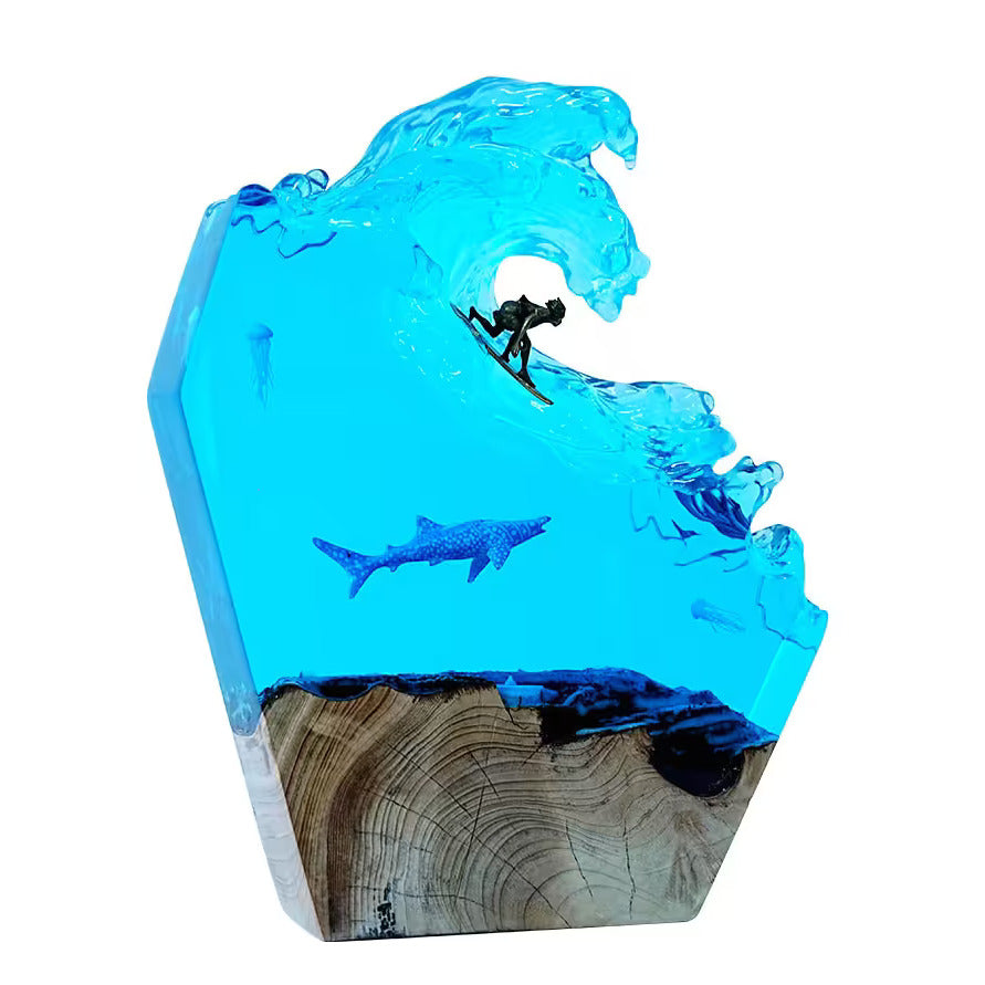 Custom Ocean Wave Lamp with Surfer