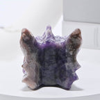 Hand Carved Amethyst Dragon Crystal Skull