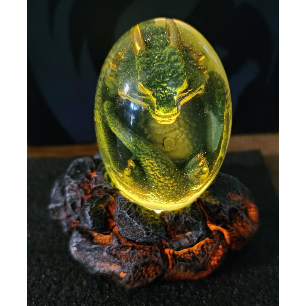 Crystal Lava Dragon Egg with Illuminated Base