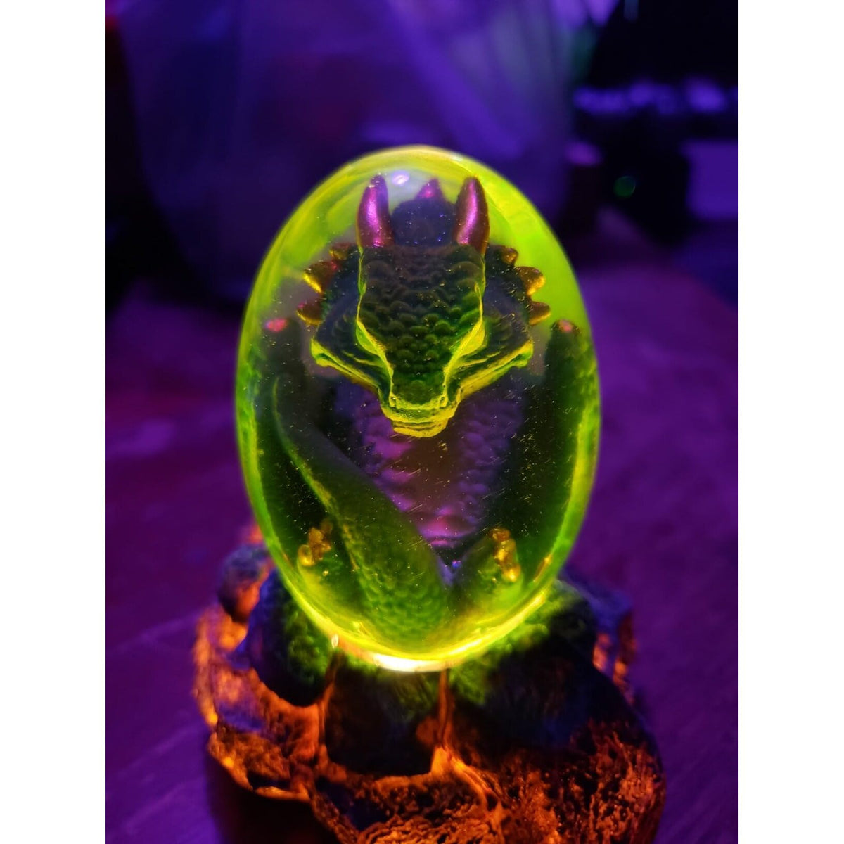 Crystal Lava Dragon Egg with Illuminated Base