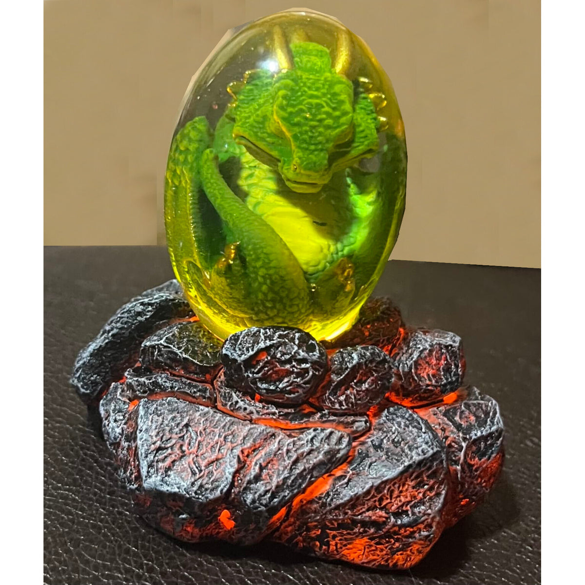 Crystal Lava Dragon Egg with Illuminated Base