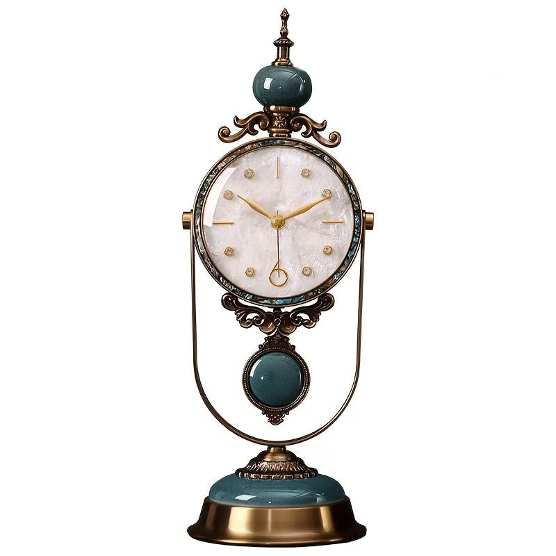 European Table Clock with Shell Dial