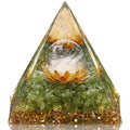 Crystal Pyramid with Peridot White Crystal Rainbow Moonstone