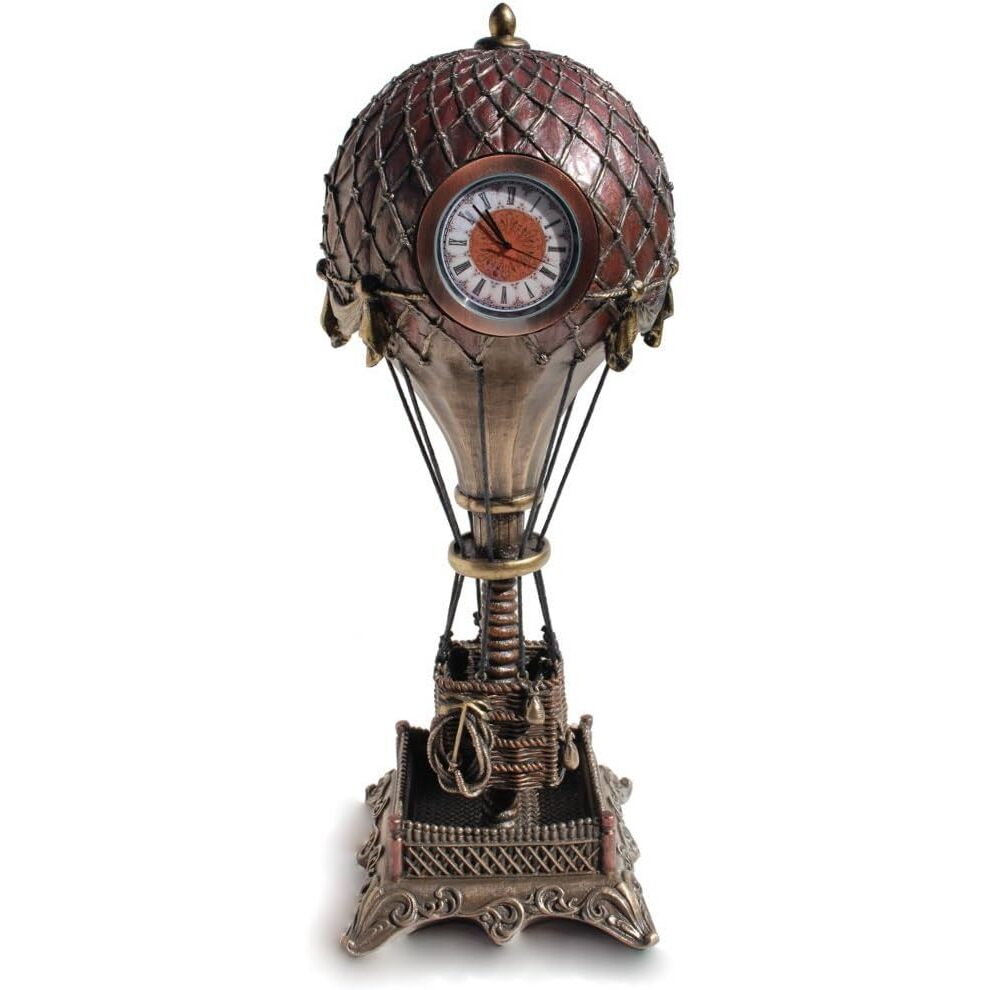 Hot Air Balloon Clock Cold Cast Bronze