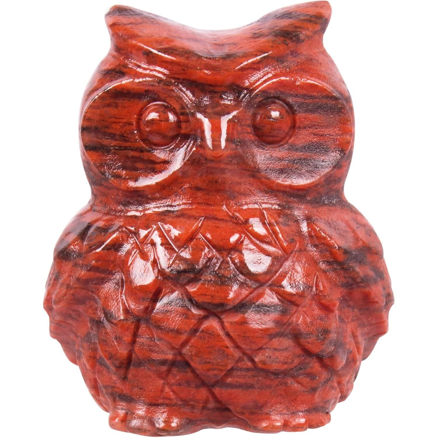 Hand-Carved Red Stone Owl Gemstone