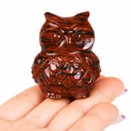 Hand-Carved Red Stone Owl Gemstone