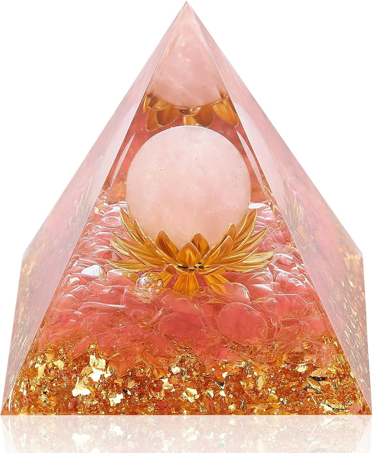 Orgonite Rose Quartz Flower of Life Pyramid