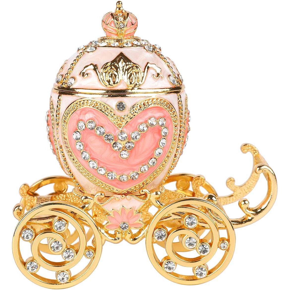 Hand-Painted Royal Carriage Trinket Box with Crystals