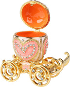 Hand-Painted Royal Carriage Trinket Box with Crystals