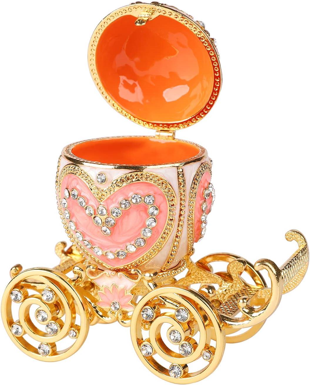 Hand-Painted Royal Carriage Trinket Box with Crystals