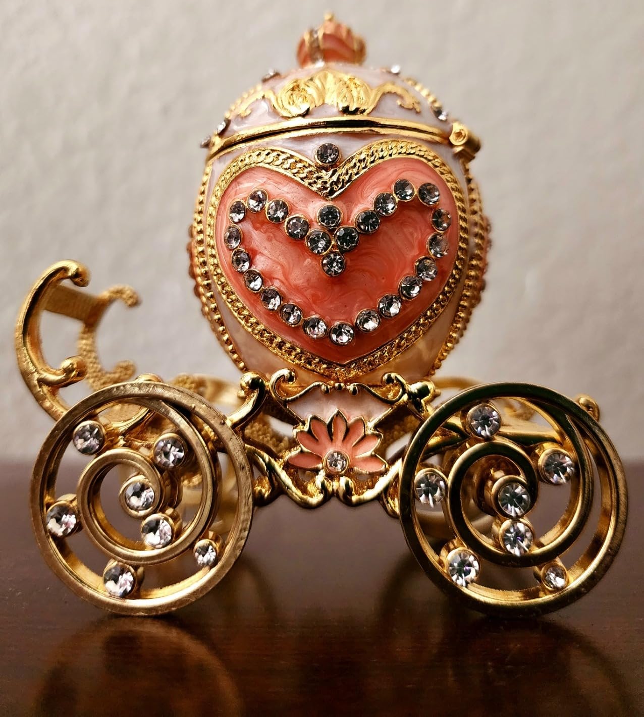 Hand-Painted Royal Carriage Trinket Box with Crystals