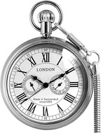 Full Copper Mechanical Pocket Watch with 24-Hour Subdial