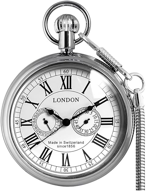 Full Copper Mechanical Pocket Watch with 24-Hour Subdial