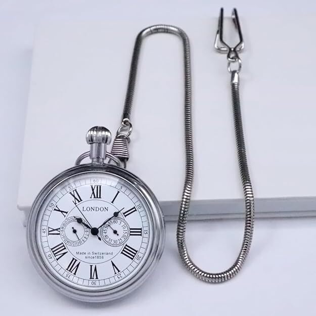 Full Copper Mechanical Pocket Watch with 24-Hour Subdial