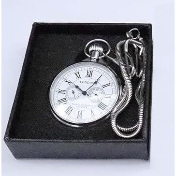 Full Copper Mechanical Pocket Watch with 24-Hour Subdial