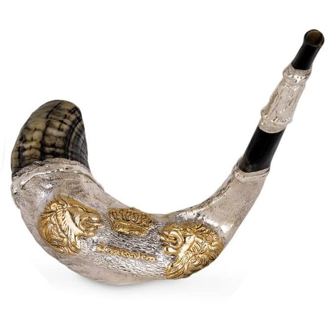 Lions & Crown Silver-Plated Ram Shofar