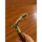 Brass Jaguar Head Walking Cane Antique Style