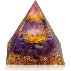 Orgonite Amethyst Crystal Pyramid Flower of Life