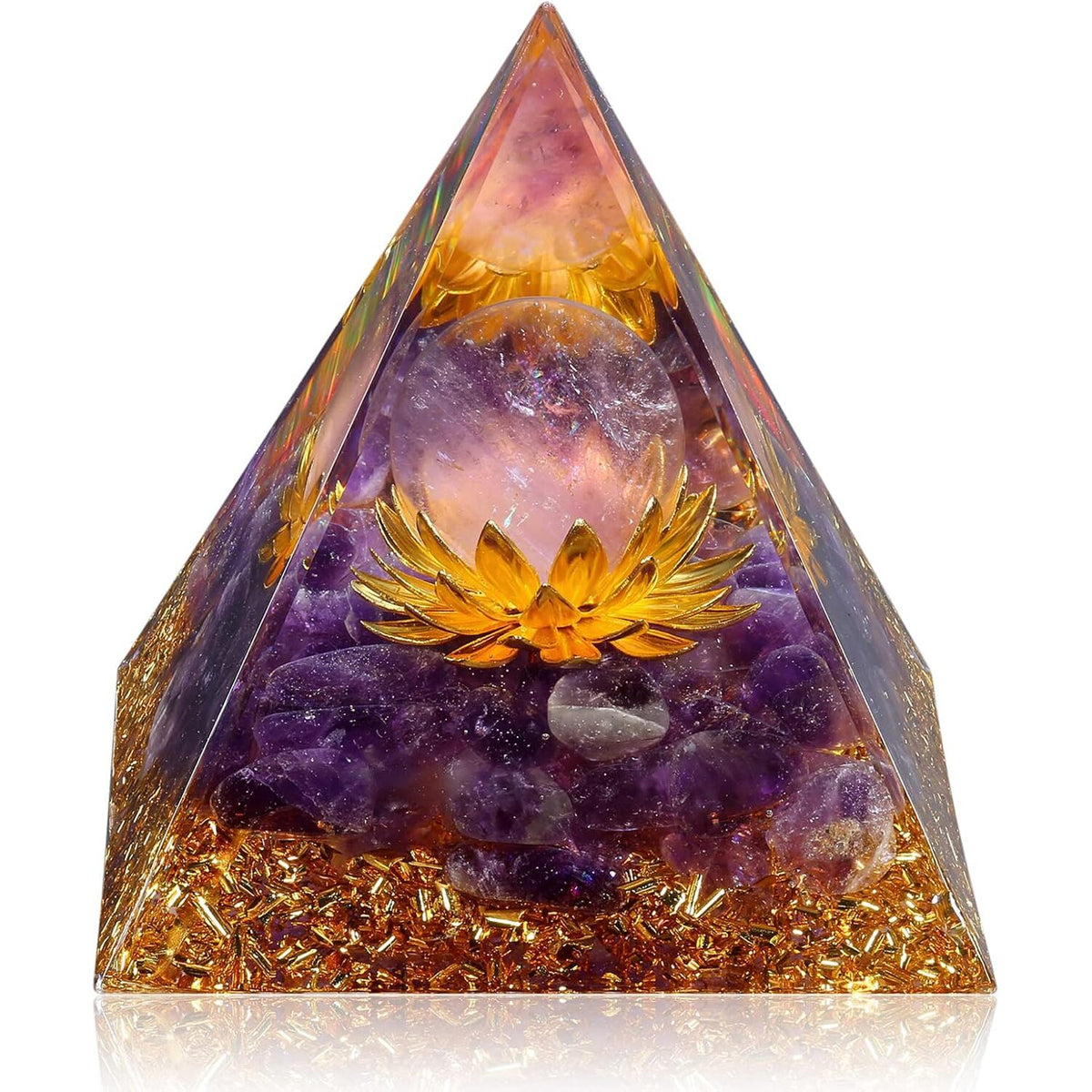 Orgonite Amethyst Crystal Pyramid Flower of Life