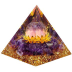 Orgonite Amethyst Crystal Pyramid Flower of Life