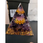 Orgonite Amethyst Crystal Pyramid Flower of Life